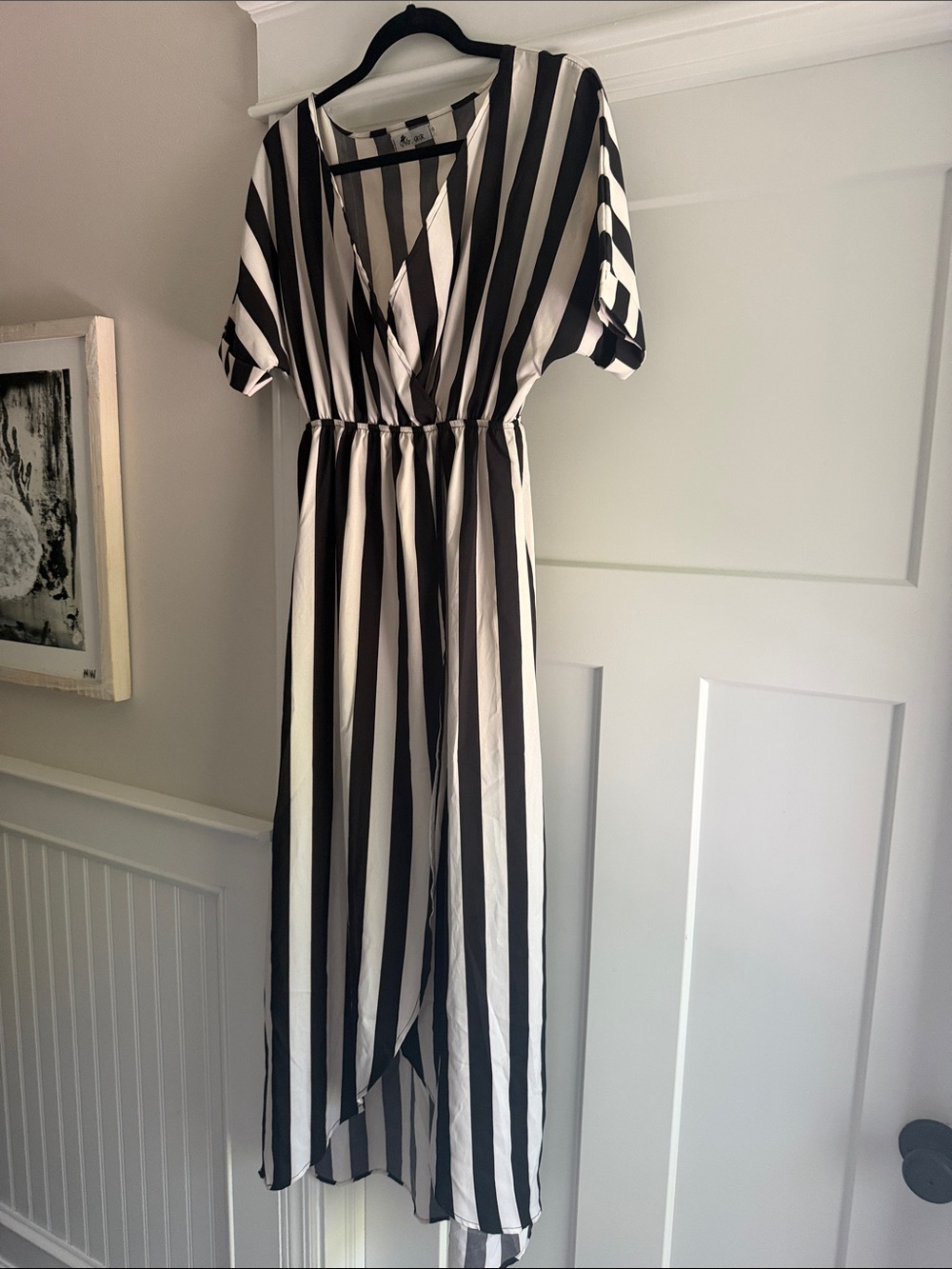 River Island Black & White Vertical Stripe Maxi Dress